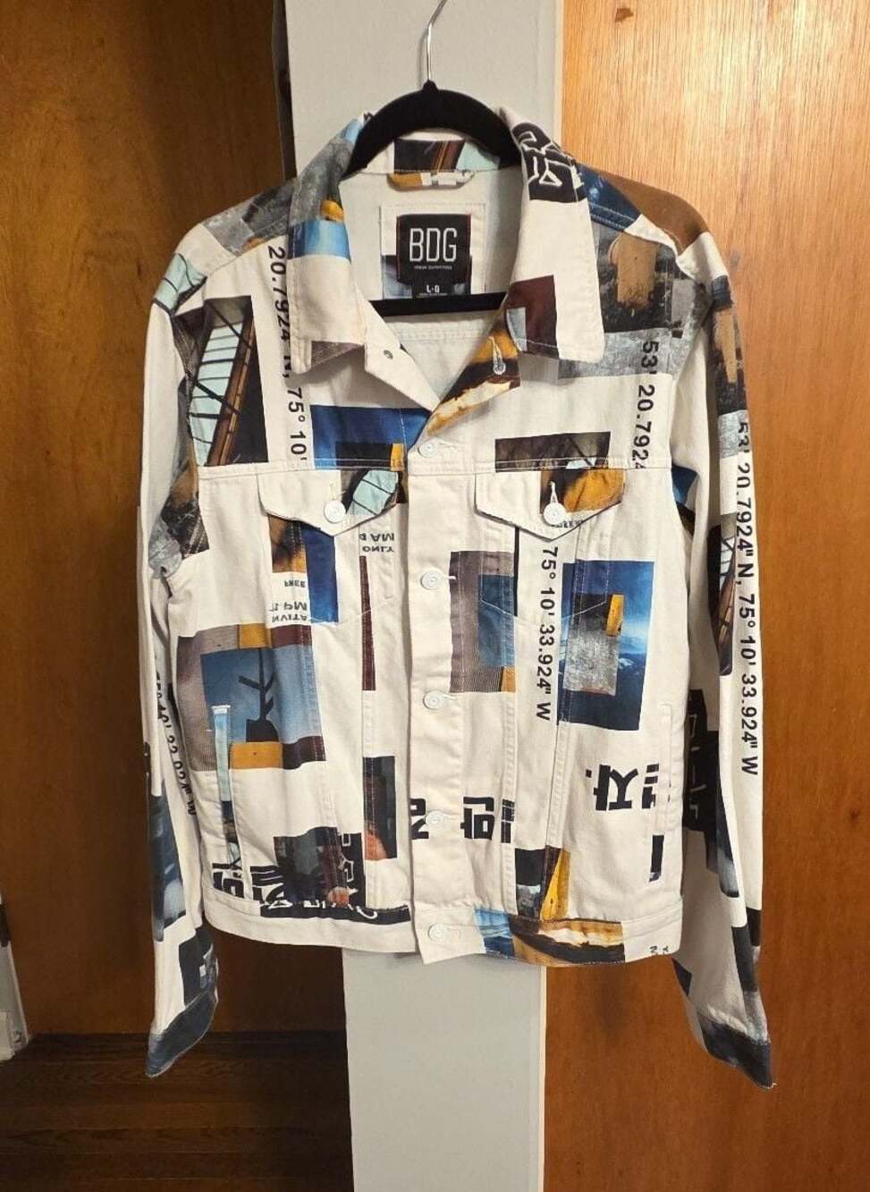 BDG Urban Outfitters Graphic Print Denim Trucker Jacket